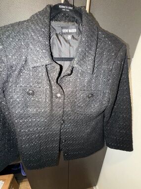 Steve Madden Black Textured Button Jacket